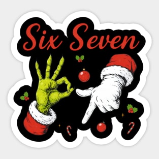 67 Meme Funny Slang - Christmas Grinch Santa hands Sticker